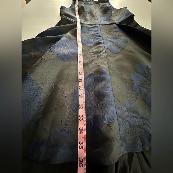 Halston Heritage Navy Floral Jacquard Fit & Flare Pleated Mini Dress Size 4 - Picture 9 of 16